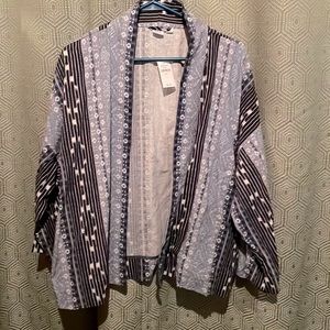 Gap NWT blue open linen/rayon/viscose jacket L/XL